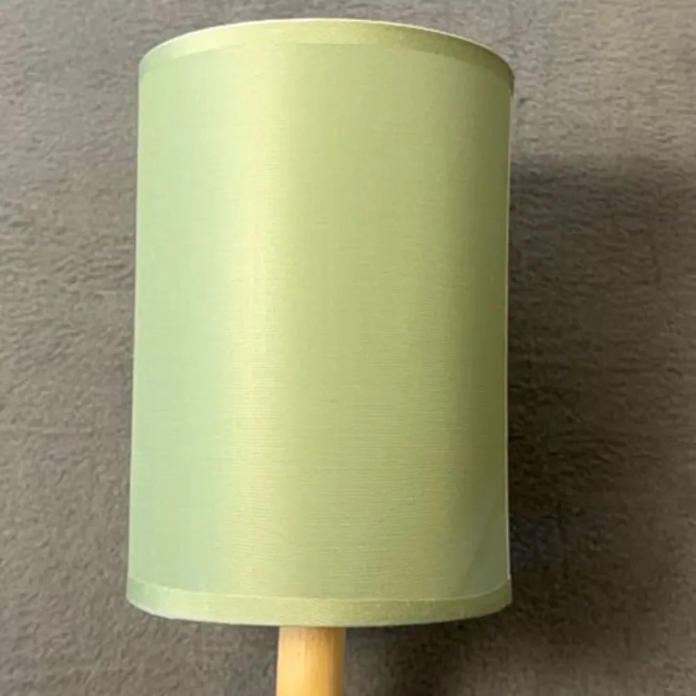 Two Green Shade Wood Base Table Lamp